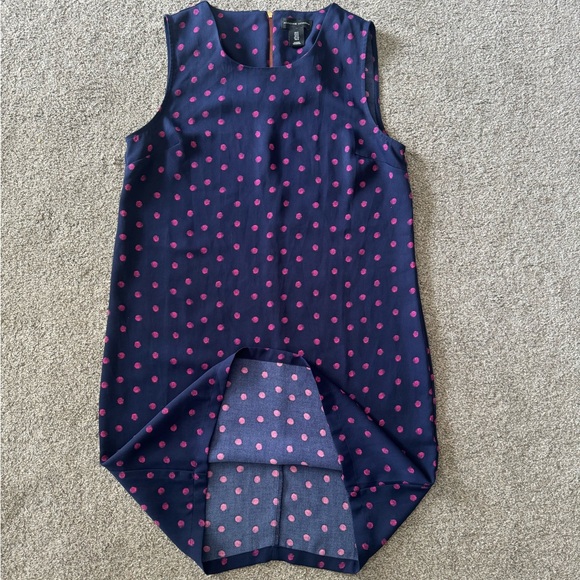 Adrienne Vittadini Dress Size 2 Navy & Pink Polka Dot Shift Sleeveless casual - Picture 4 of 10